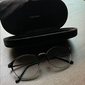 Tom Ford Black and Gold Round Glasses